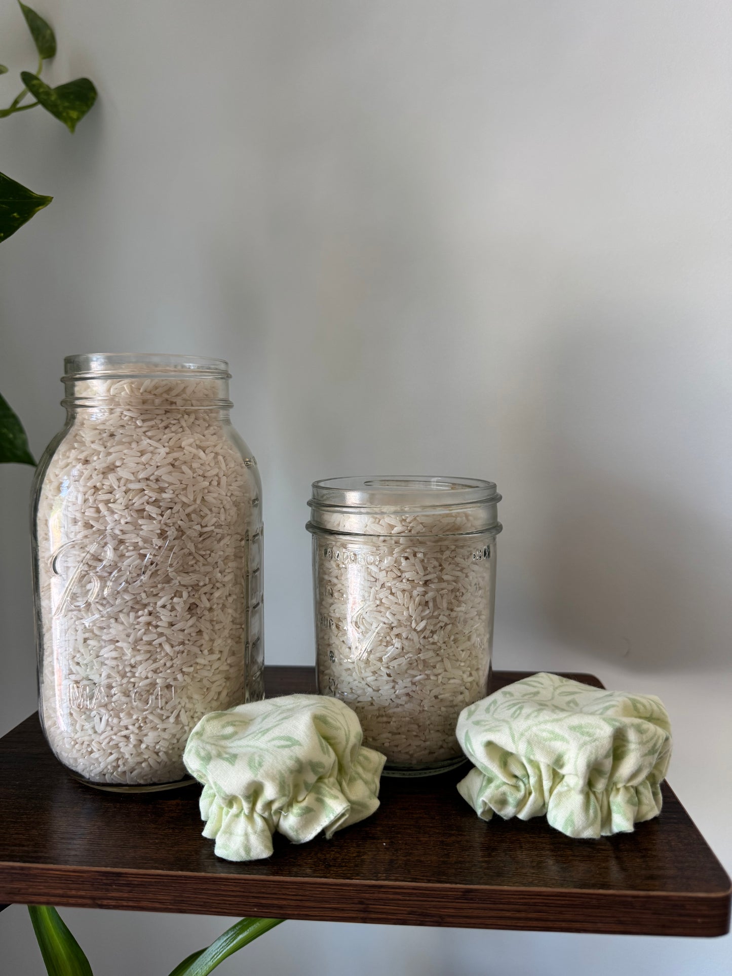 Handmade Cotton Mason Jar Covers – Yellow and Green