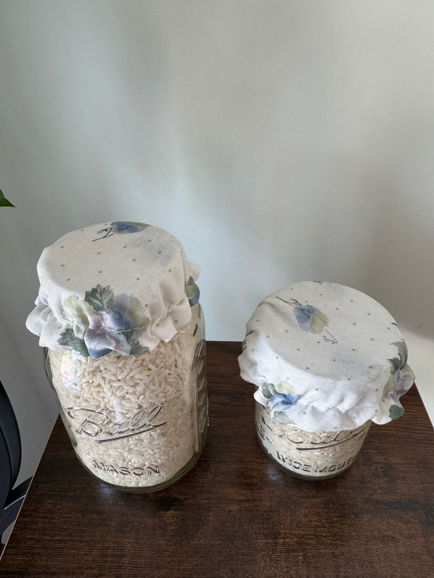 Handmade Cotton Mason Jar Covers – Light Floral