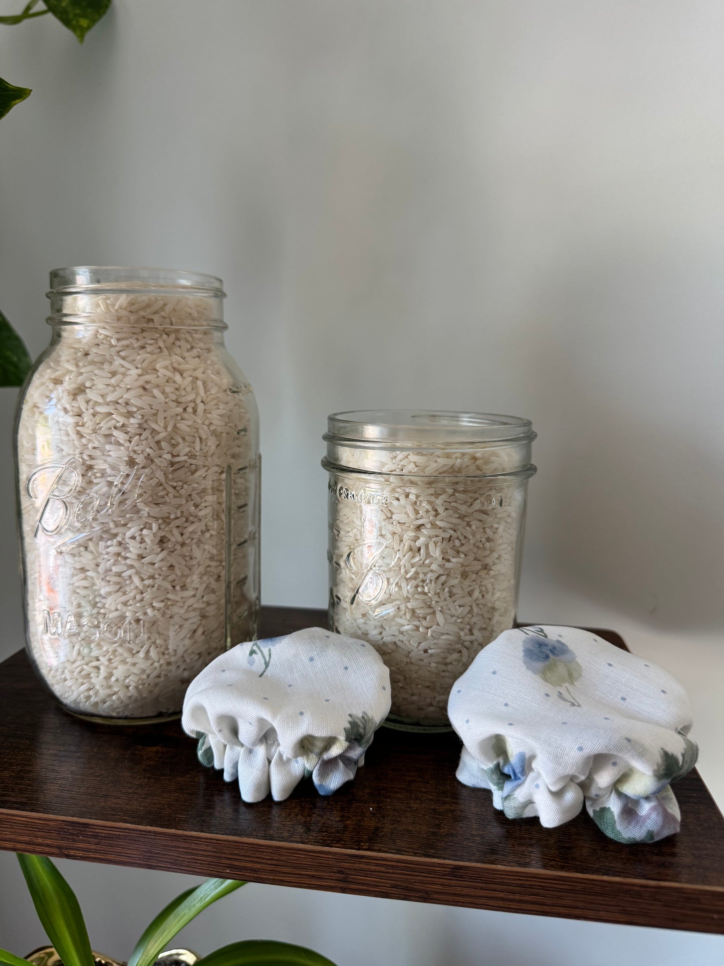 Handmade Cotton Mason Jar Covers – Light Floral