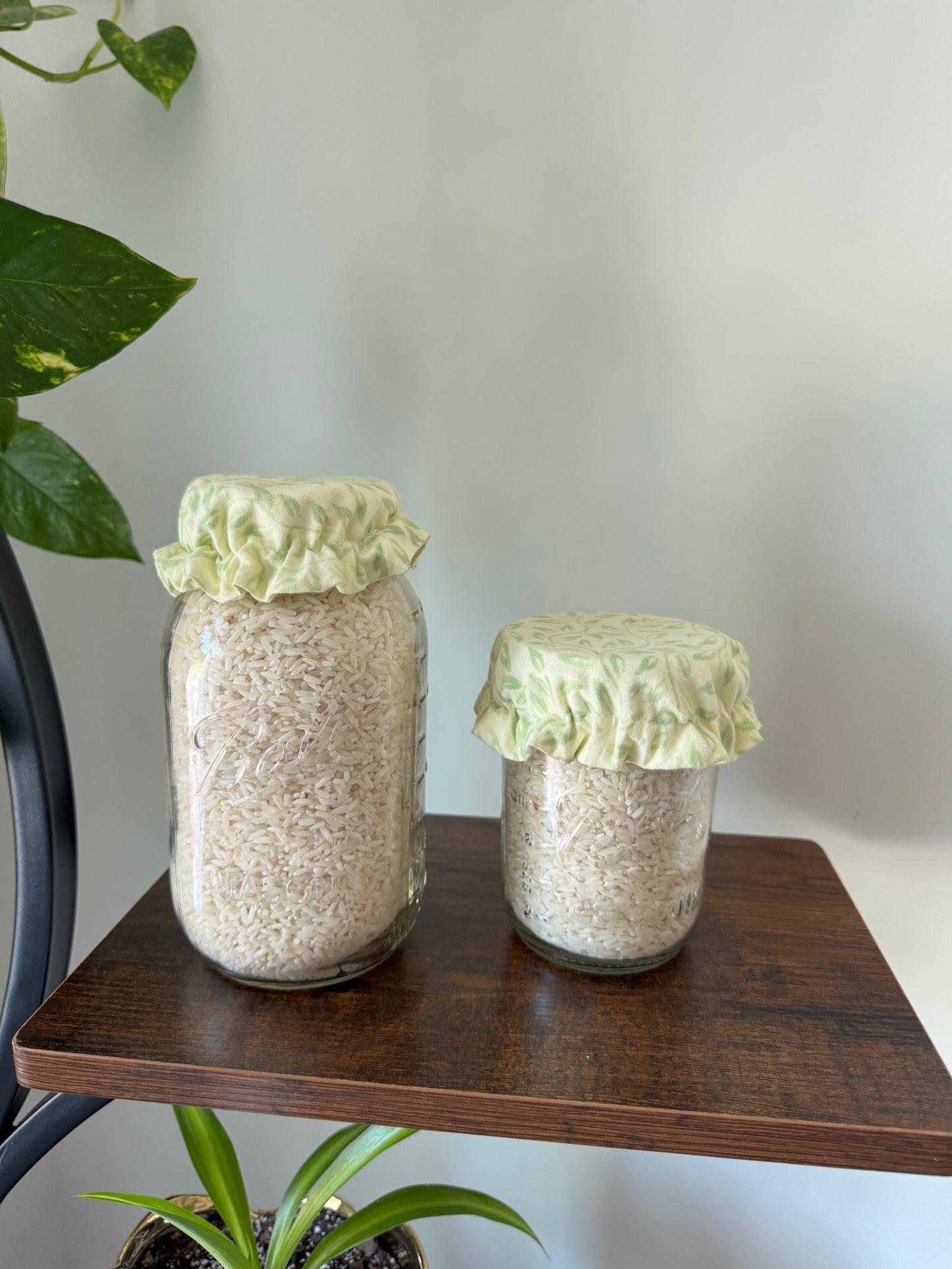 Handmade Cotton Mason Jar Covers – Yellow and Green