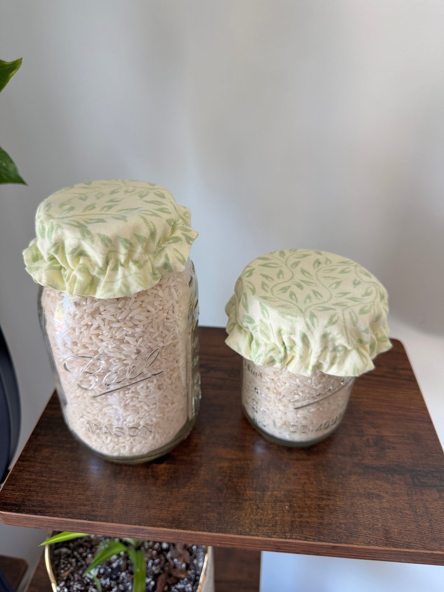 Handmade Cotton Mason Jar Covers – Yellow and Green