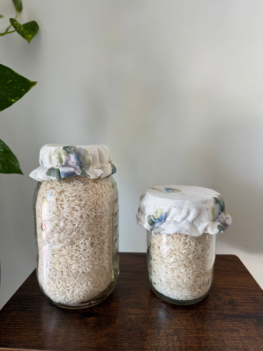 Handmade Cotton Mason Jar Covers – Light Floral